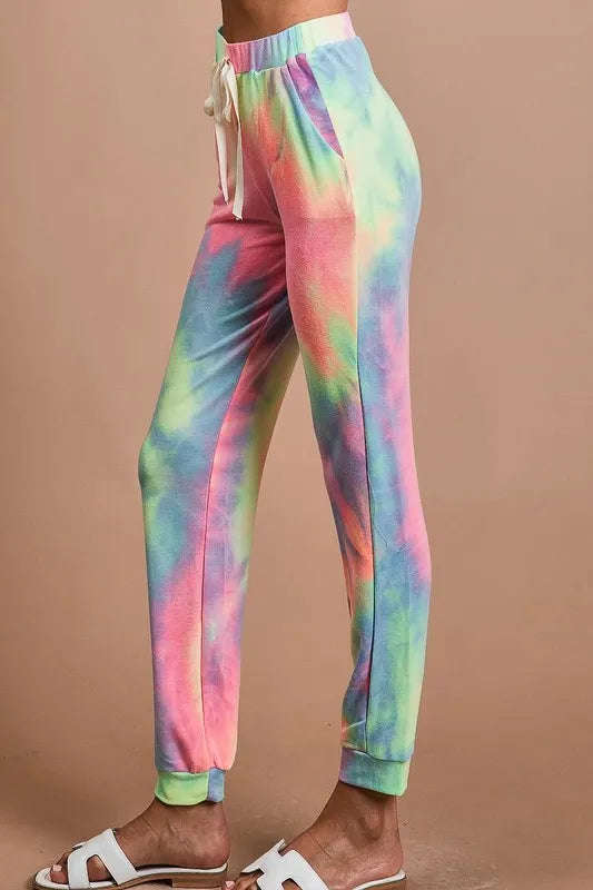 Dinkville Daydream Terry Pants in Pastel Tie-Dye