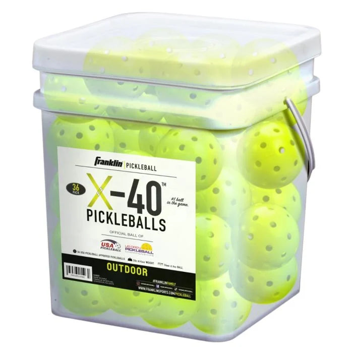Franklin: X-40 Outdoor Pickleball - 36 Pack Bucket - Optic