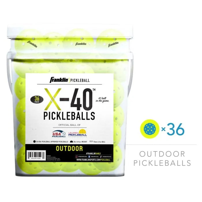 Franklin: X-40 Outdoor Pickleball - 36 Pack Bucket - Optic