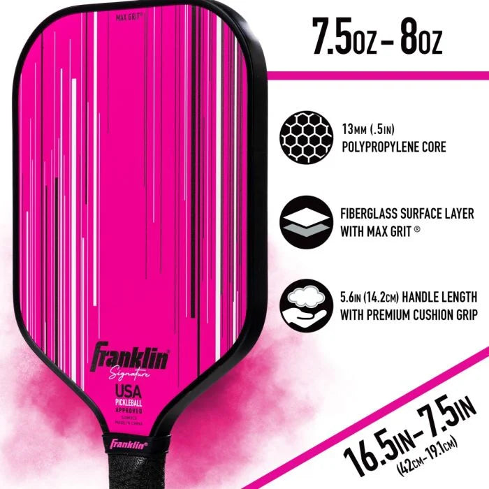 Signature Series Fiberglass Pickleball Paddle with MaxGrit® 16mm (Pink)
