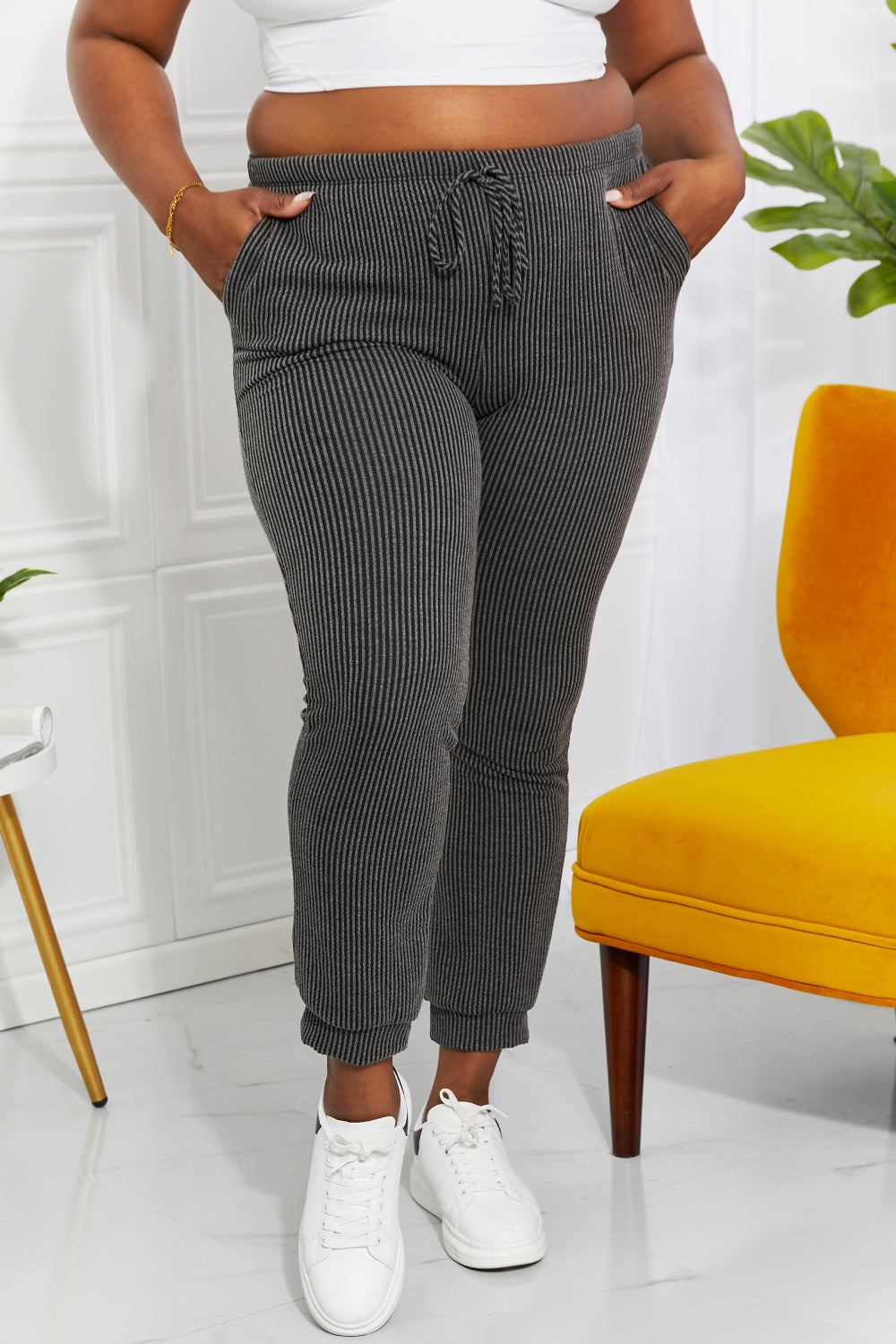 Dink & Chill Ribbed Joggers in Dark Gray