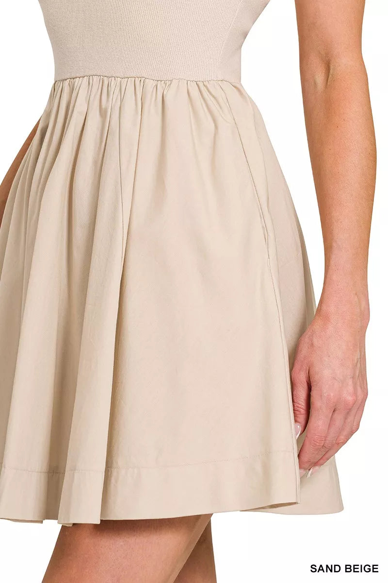 Courtside Tube Flare Mini Dress in Sand Beige