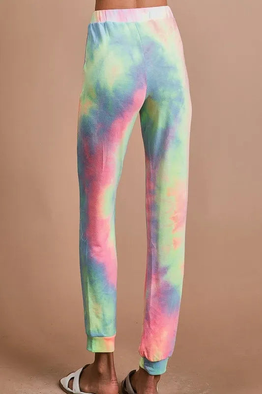 Dinkville Daydream Terry Pants in Pastel Tie-Dye