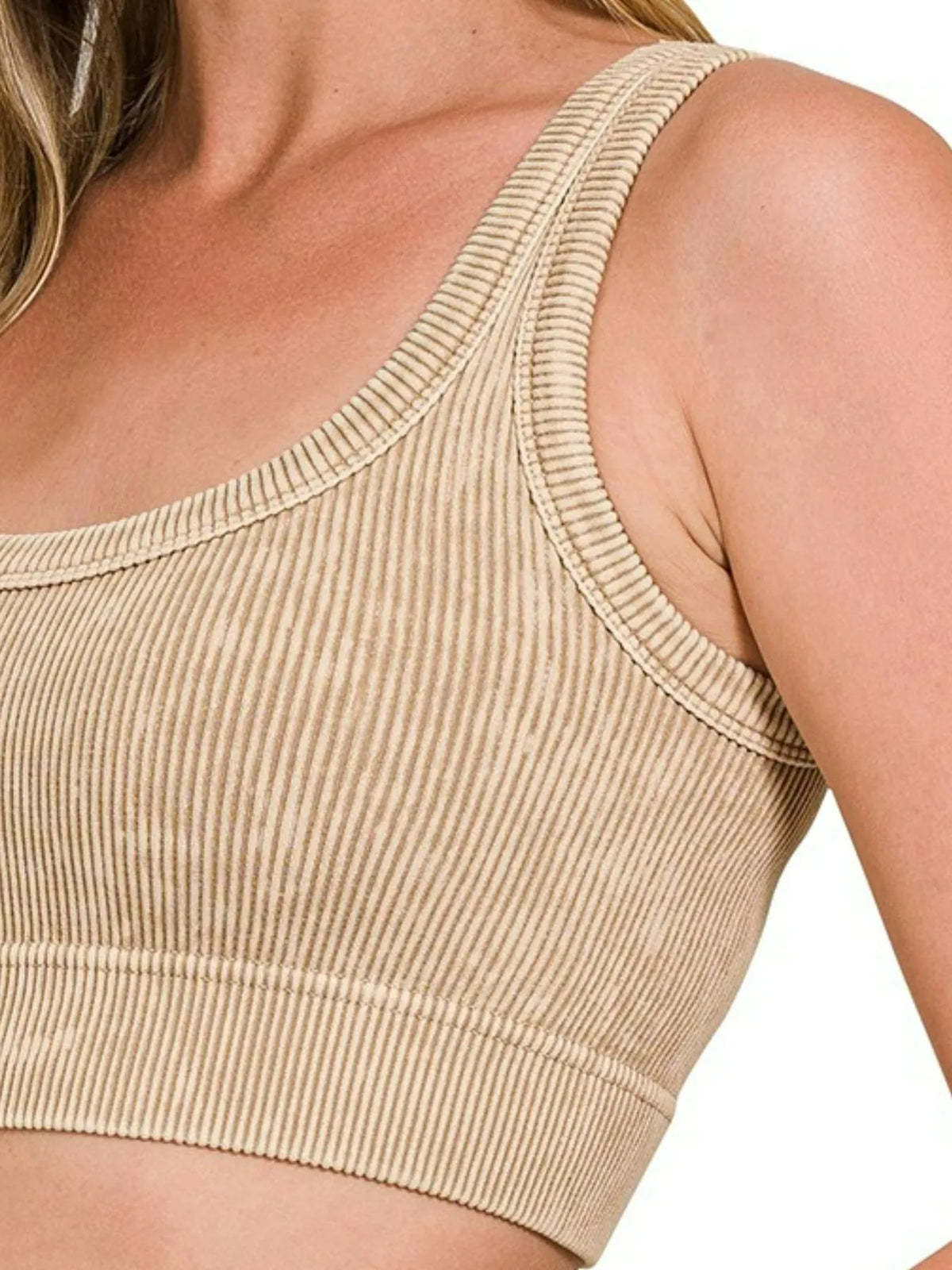 Sweet Spot Ribbed Scoop Tank Top in Ash Mocha