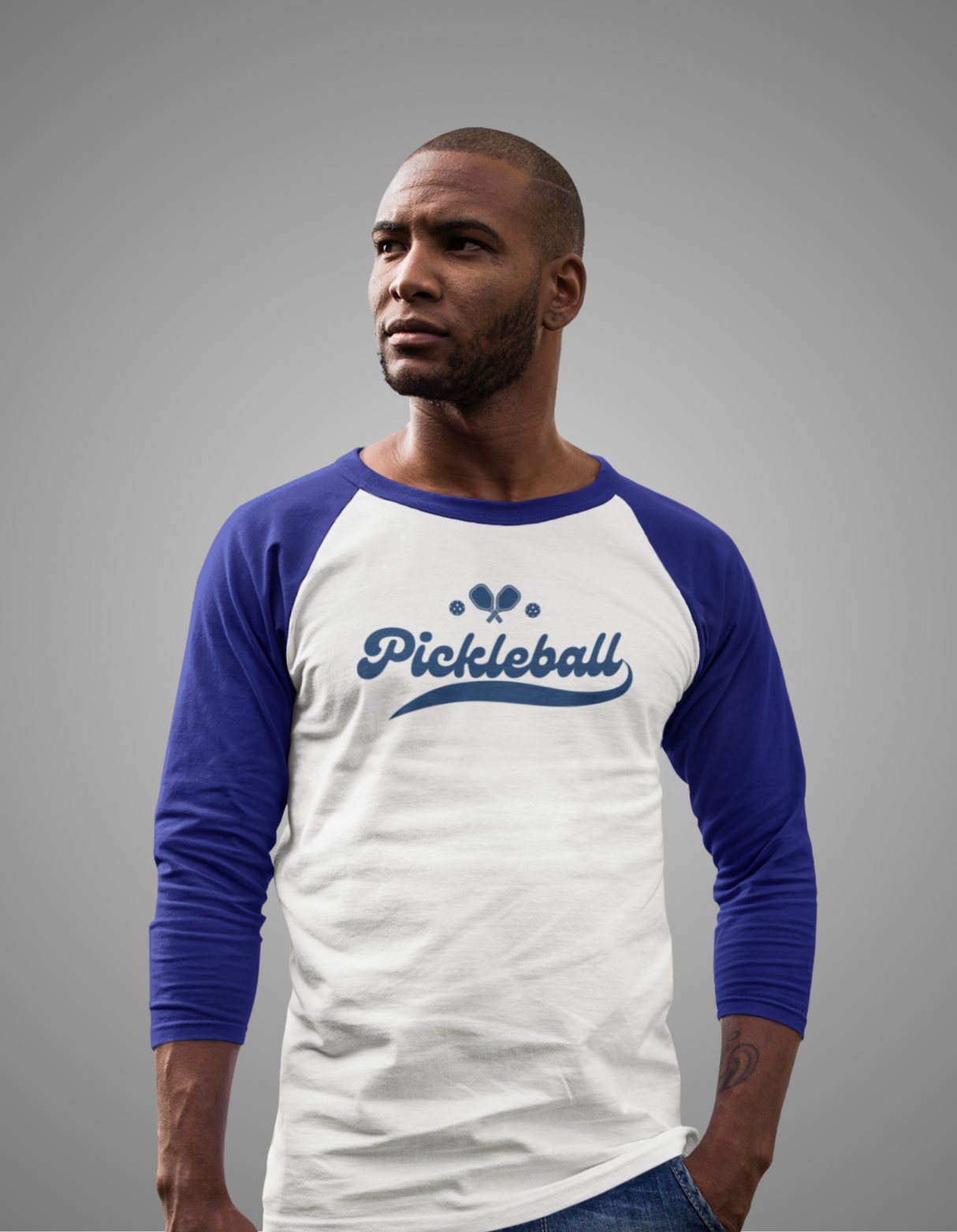 Pickleball Swoosh (Navy) 3/4 Sleeve Raglan Shirt