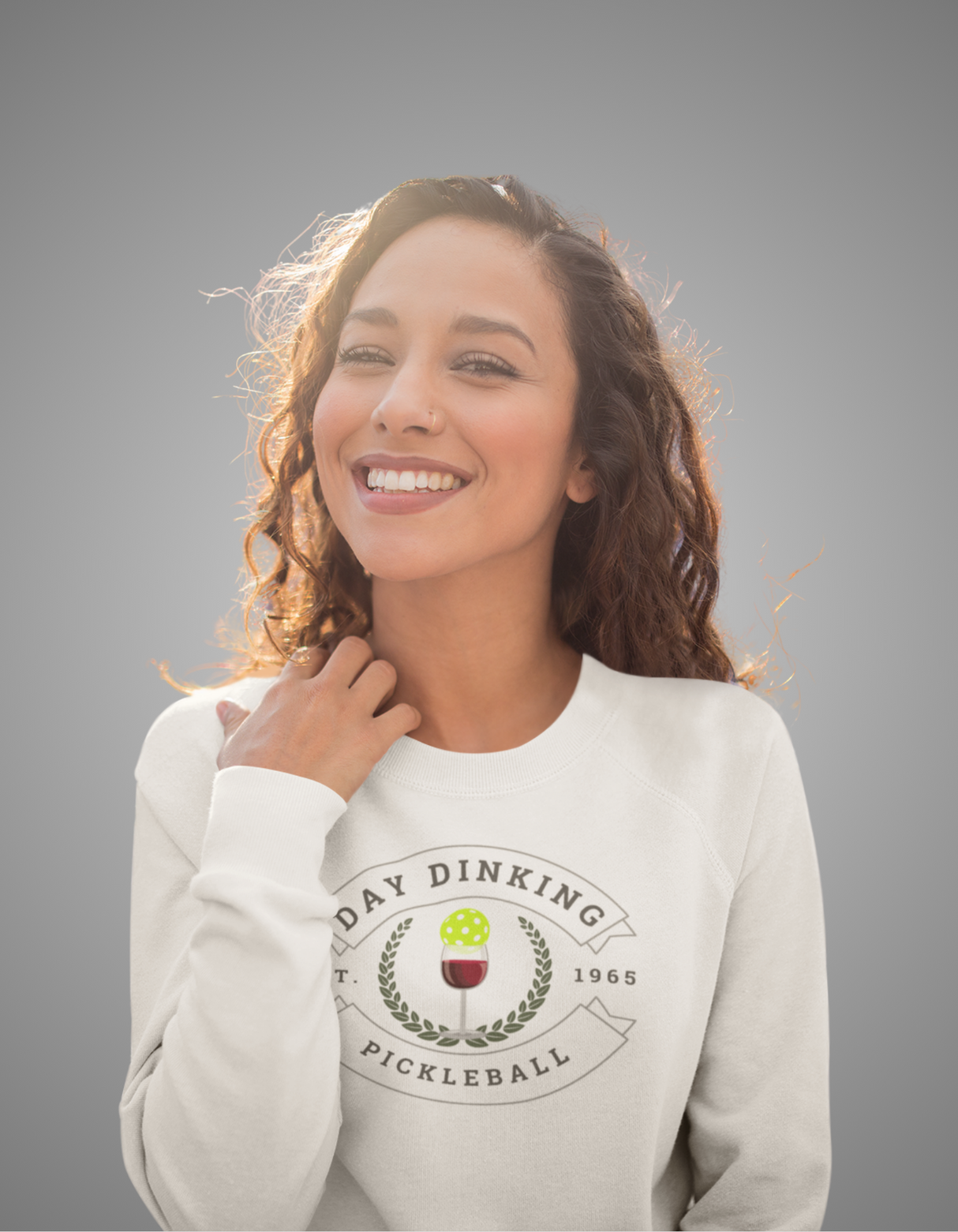 Day Dinking Wine Glass Pickleball Sweatshirt