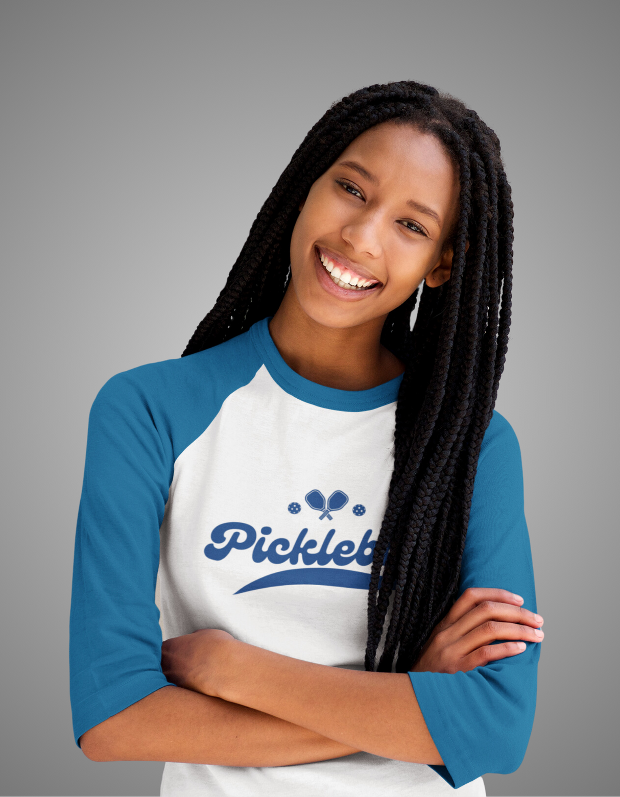 Navy Picklleball Swoosh 3/4 Sleeve Raglan Shirt