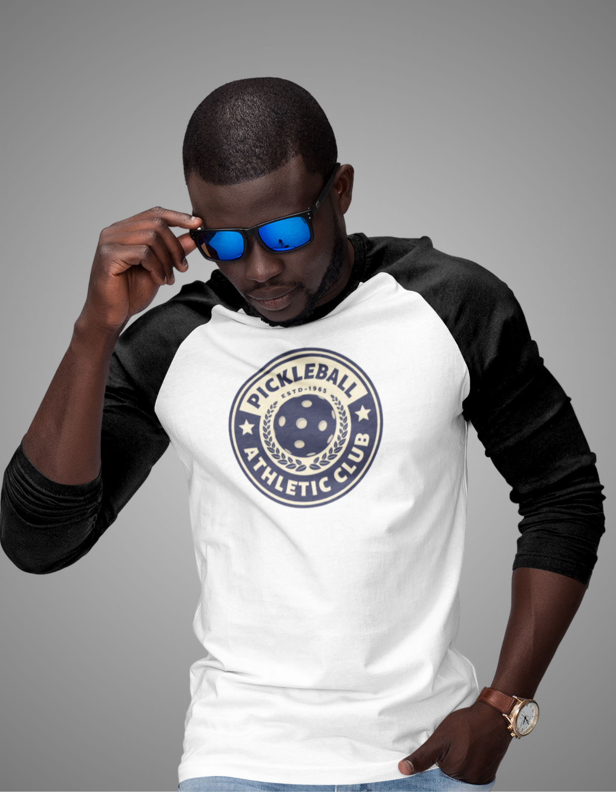 Retro Athletic Club Pickleball 3/4 Sleeve Raglan Shirt