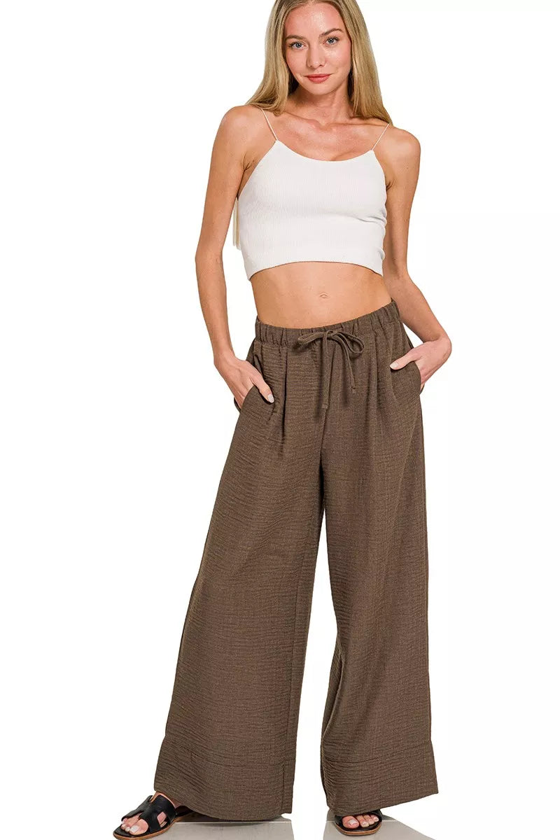 Cool Down Airflow Drawstring Pants in Dark Brown