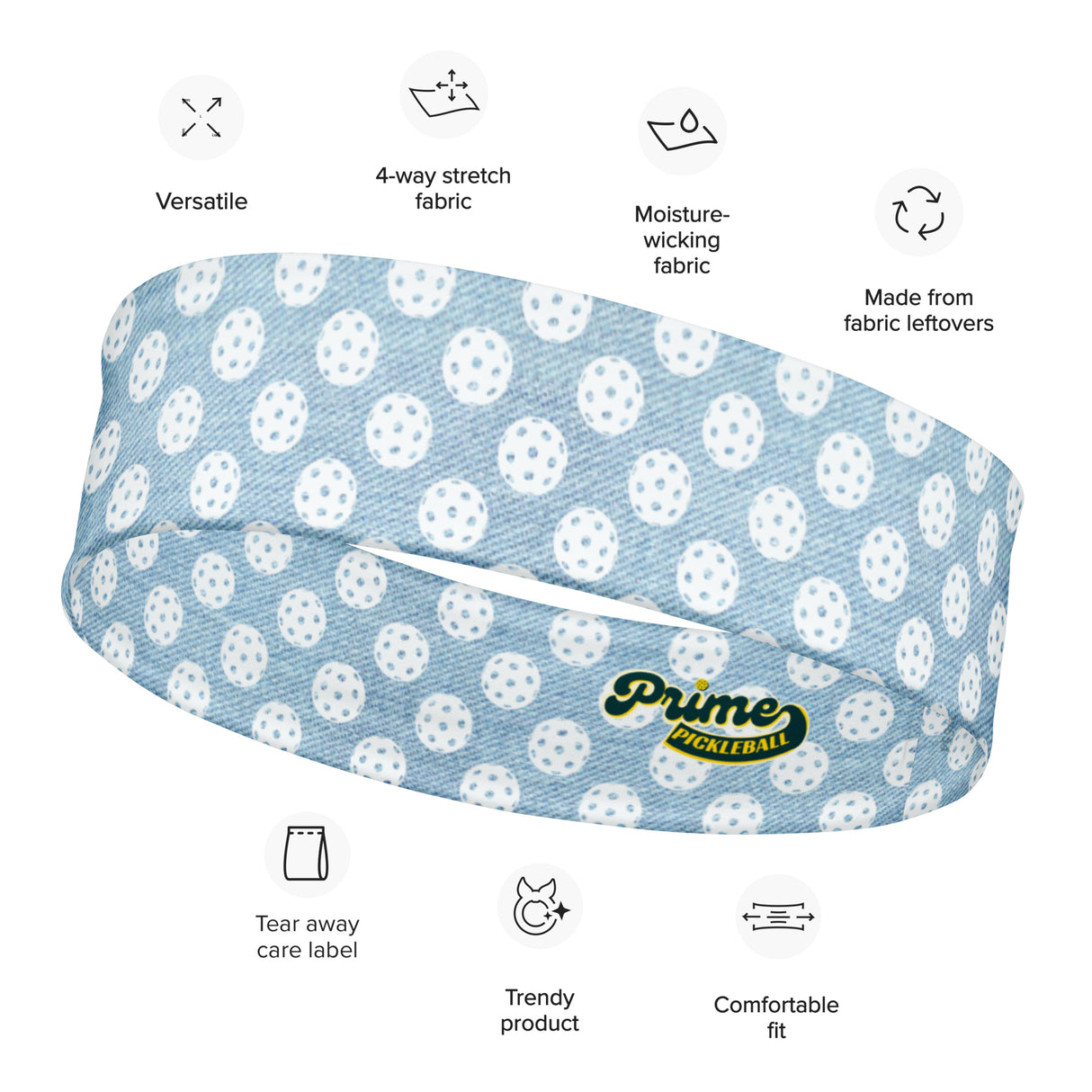 Pickleball Denim Design Moisture-Wicking Headband