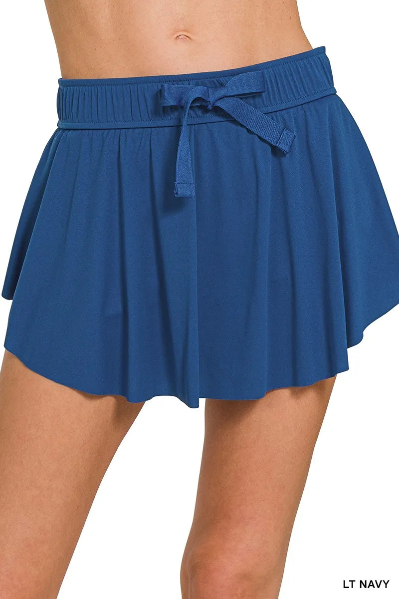 Ruffle Rally Pocket Skirt in Light Navy