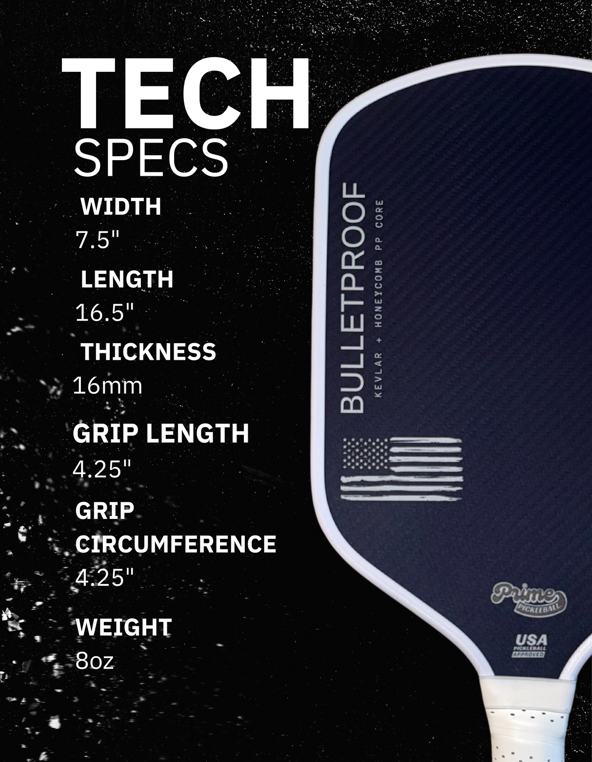 BULLETPROOF Kevlar 16mm Pickleball Paddle