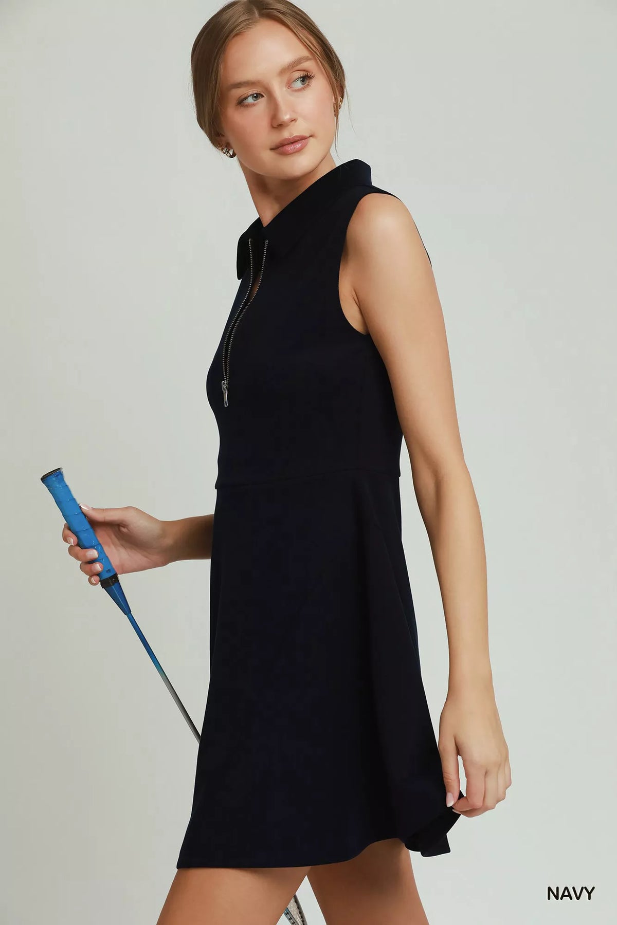 Match Point Quarter-Zip Dress in Navy