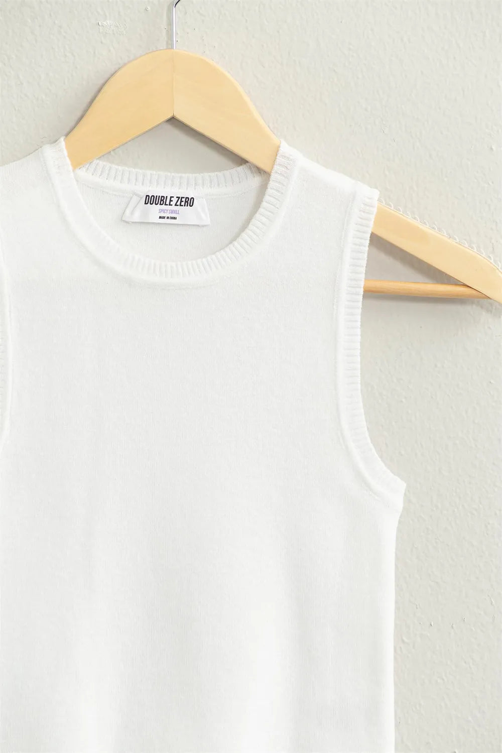 Short Hop Ribbed Crop Tank Top in Off White
