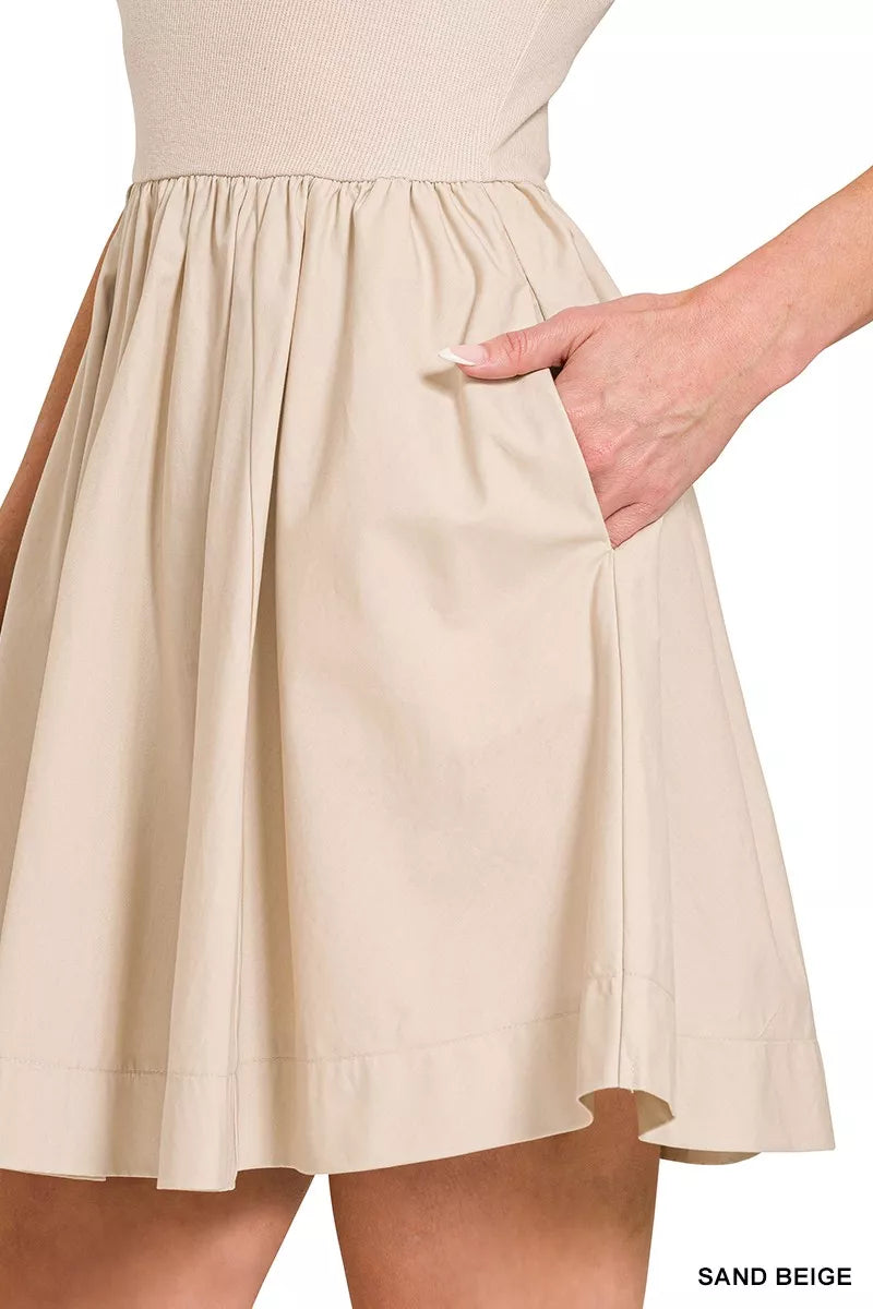 Courtside Tube Flare Mini Dress in Sand Beige