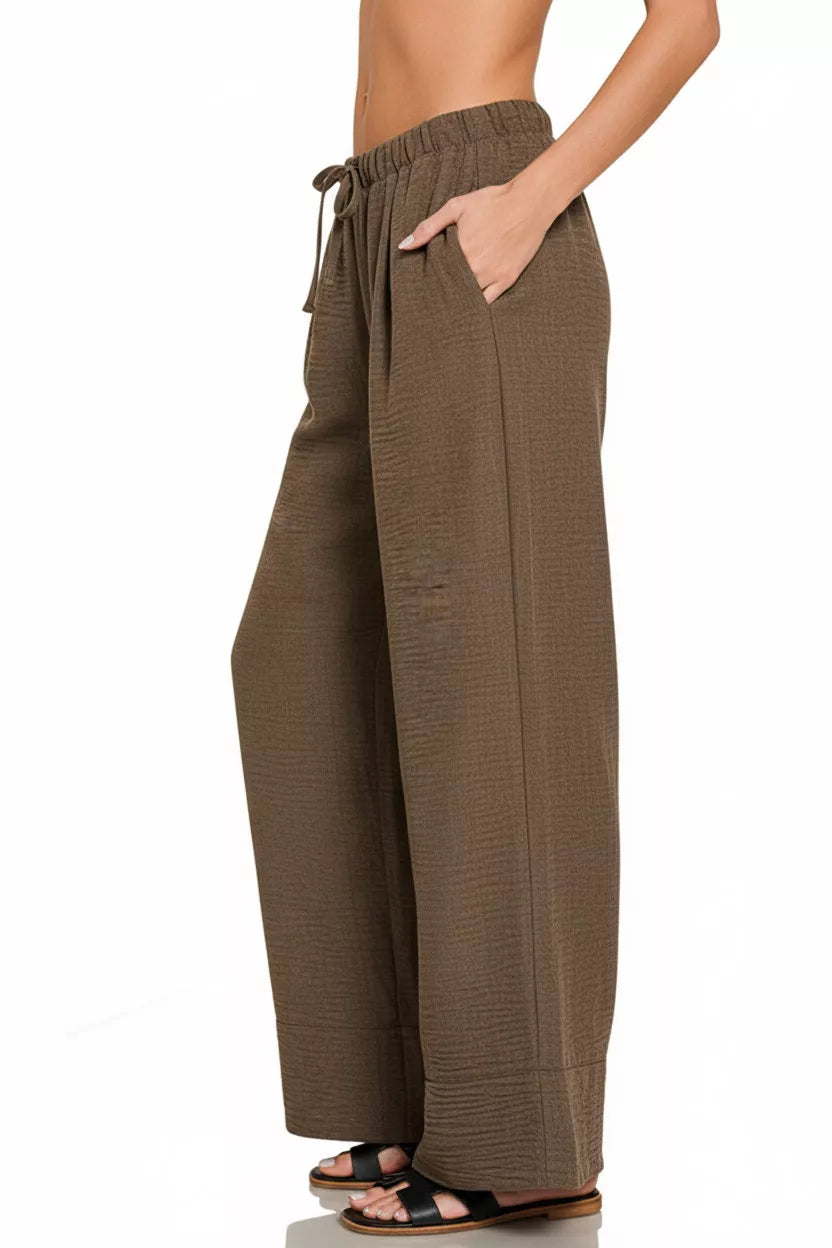 Cool Down Airflow Drawstring Pants in Dark Brown