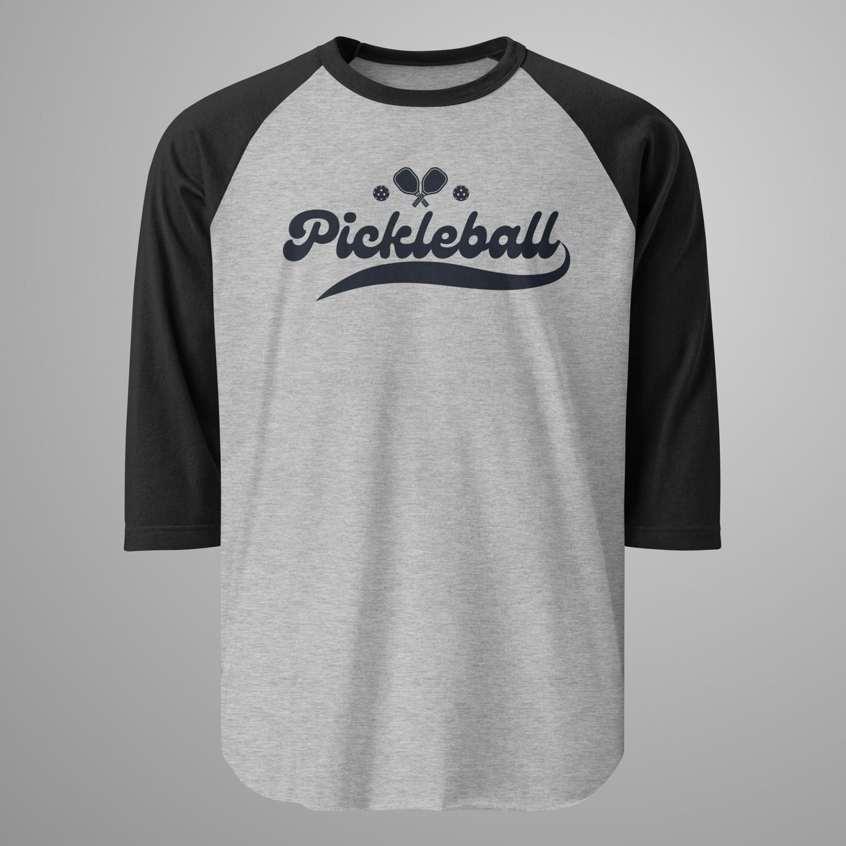 Pickleball Swoosh (Black) 3/4 Sleeve Raglan Shirt