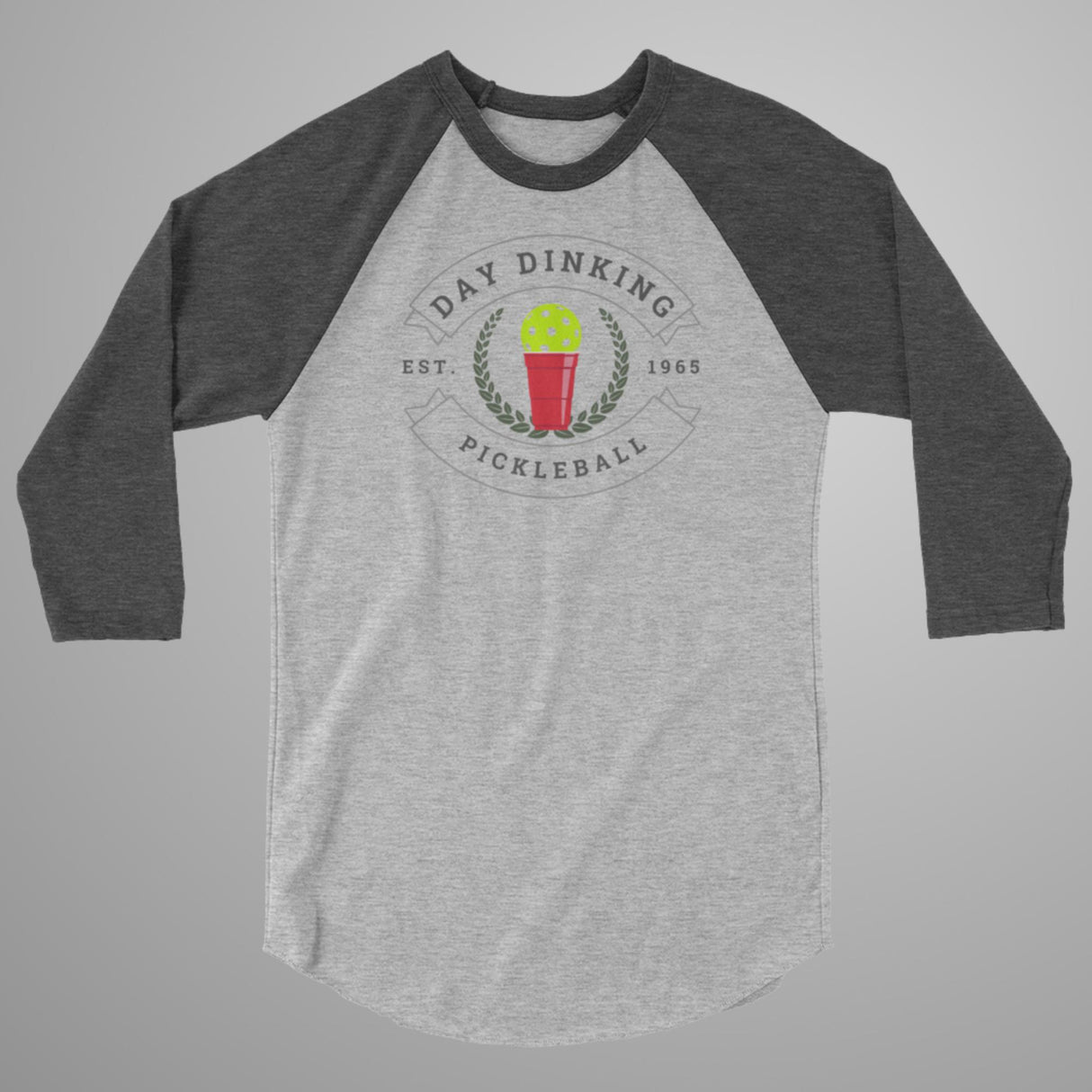Day Dinking Solo Cup Pickleball 3/4 Sleeve Raglan Shirt