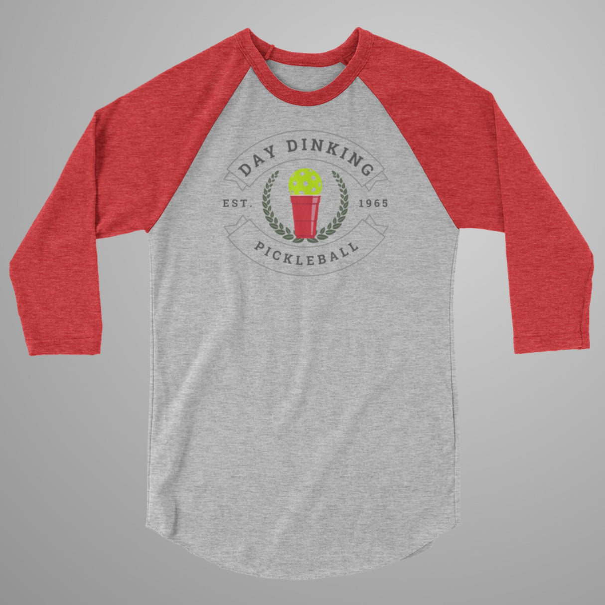 Day Dinking Solo Cup Pickleball 3/4 Sleeve Raglan Shirt