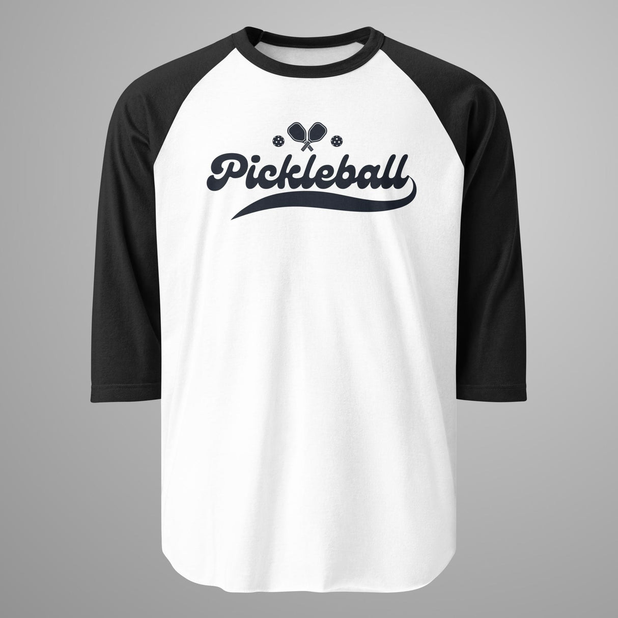 Pickleball Swoosh (Black) 3/4 Sleeve Raglan Shirt