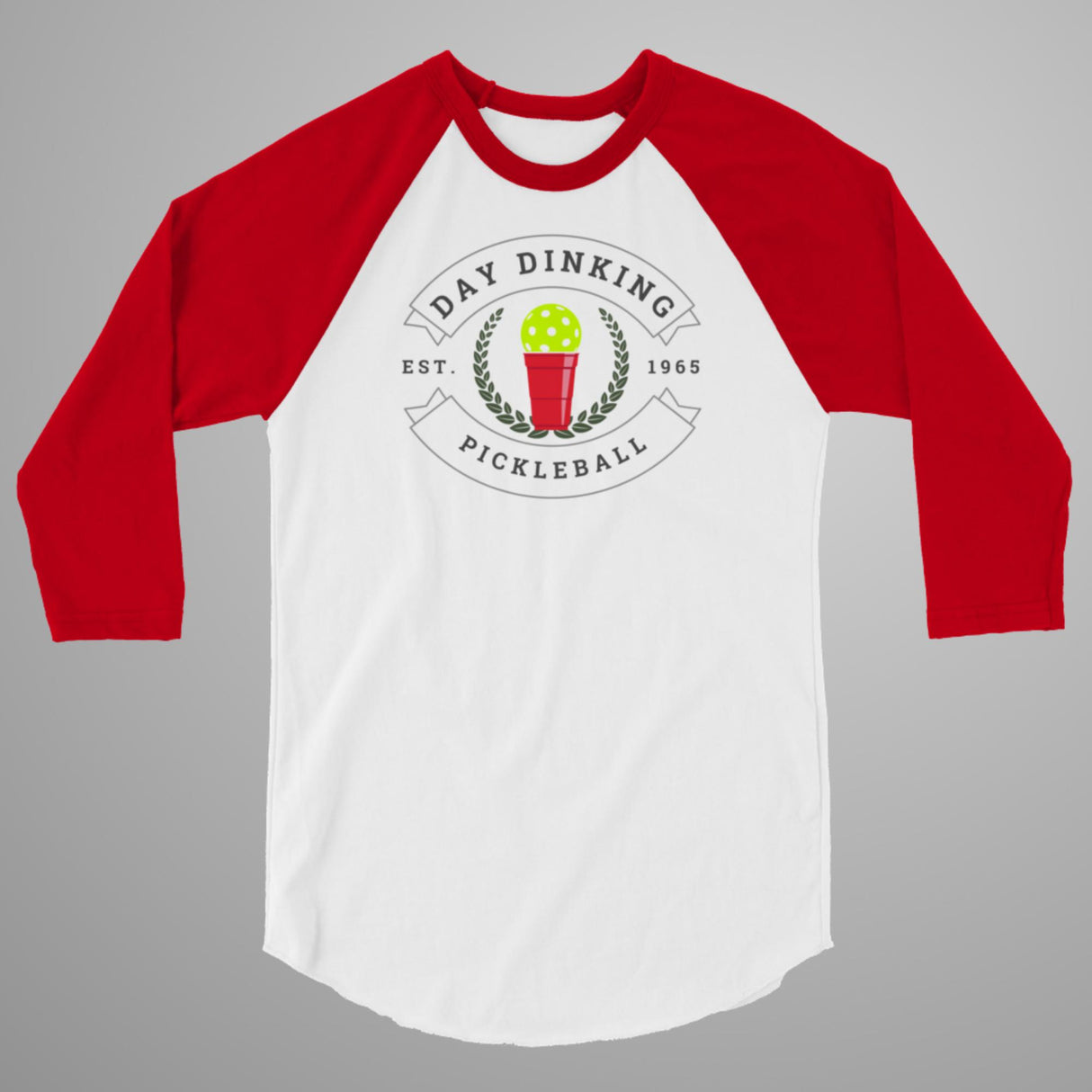 Day Dinking Solo Cup Pickleball 3/4 Sleeve Raglan Shirt