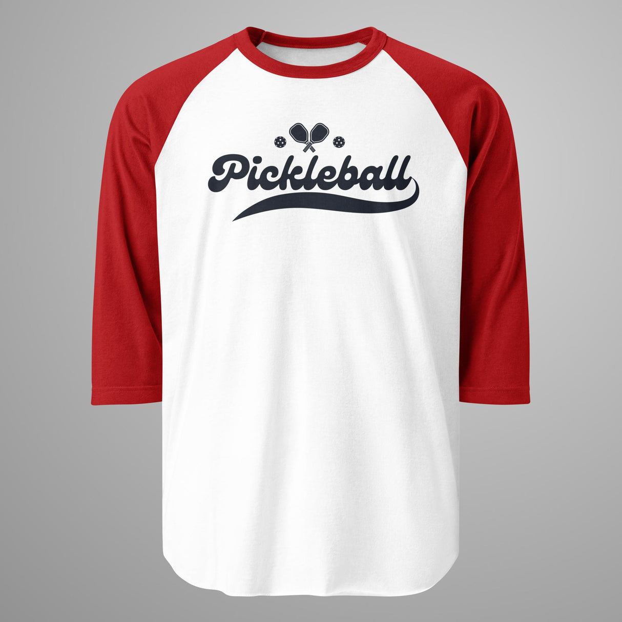 Pickleball Swoosh (Black) 3/4 Sleeve Raglan Shirt
