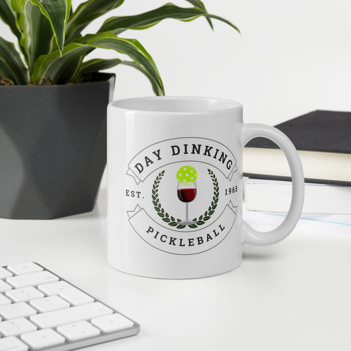 Day Dinking Pickleball White Glossy Coffee Mug
