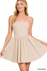 Courtside Tube Flare Mini Dress in Sand Beige