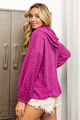 Checkerboard Court Brushed Hoodie in Magenta