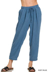 Clubhouse Crepe Drawstring Pants in Dusty Blue