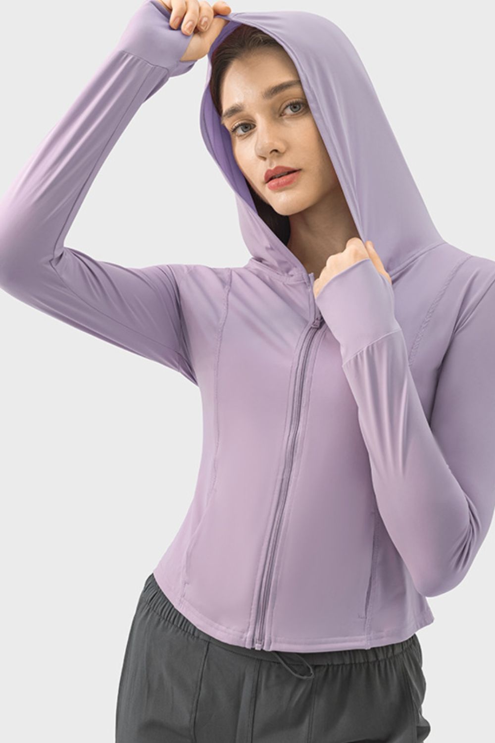 Pocketed Zip Up Hooded Long Sleeve Active Pickleball Top