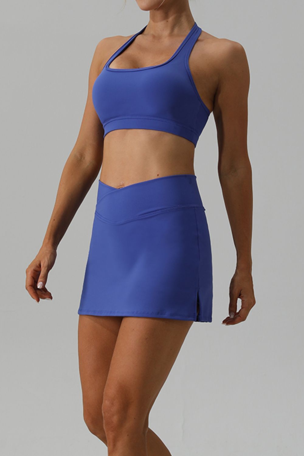 Pickleball Halter Neck Tank and Slit Skirt Active Pickleball Set