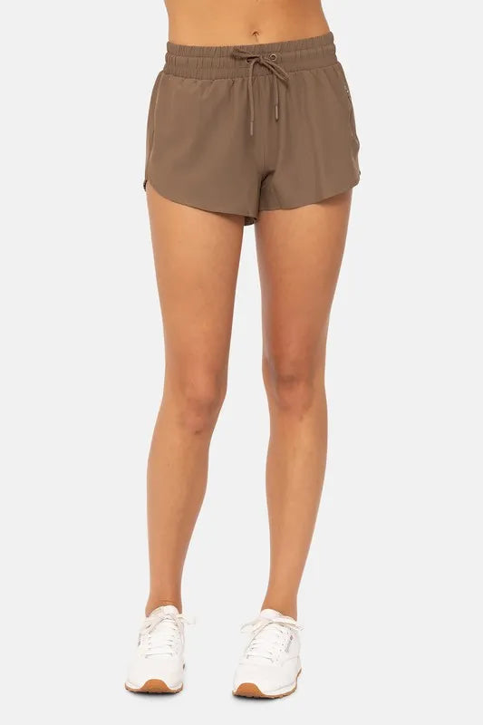 Drop Shot Drawcord Mini Shorts in Java