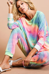 Dinkville Daydream Terry Pants in Pastel Tie-Dye