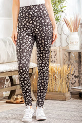 Wild Dink Leopard High-Waist Leggings in Black