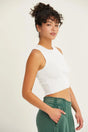 Short Hop Ribbed Crop Tank Top in Off White