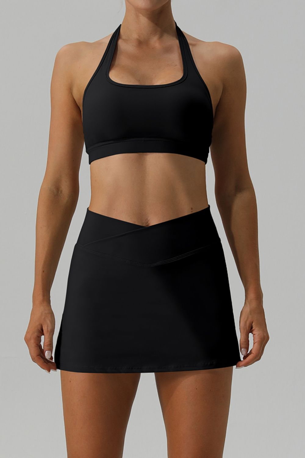 Pickleball Halter Neck Tank and Slit Skirt Active Pickleball Set