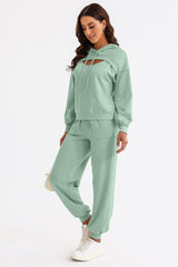 Cutout Drawstring Pickleball Hoodie and Joggers Active Set