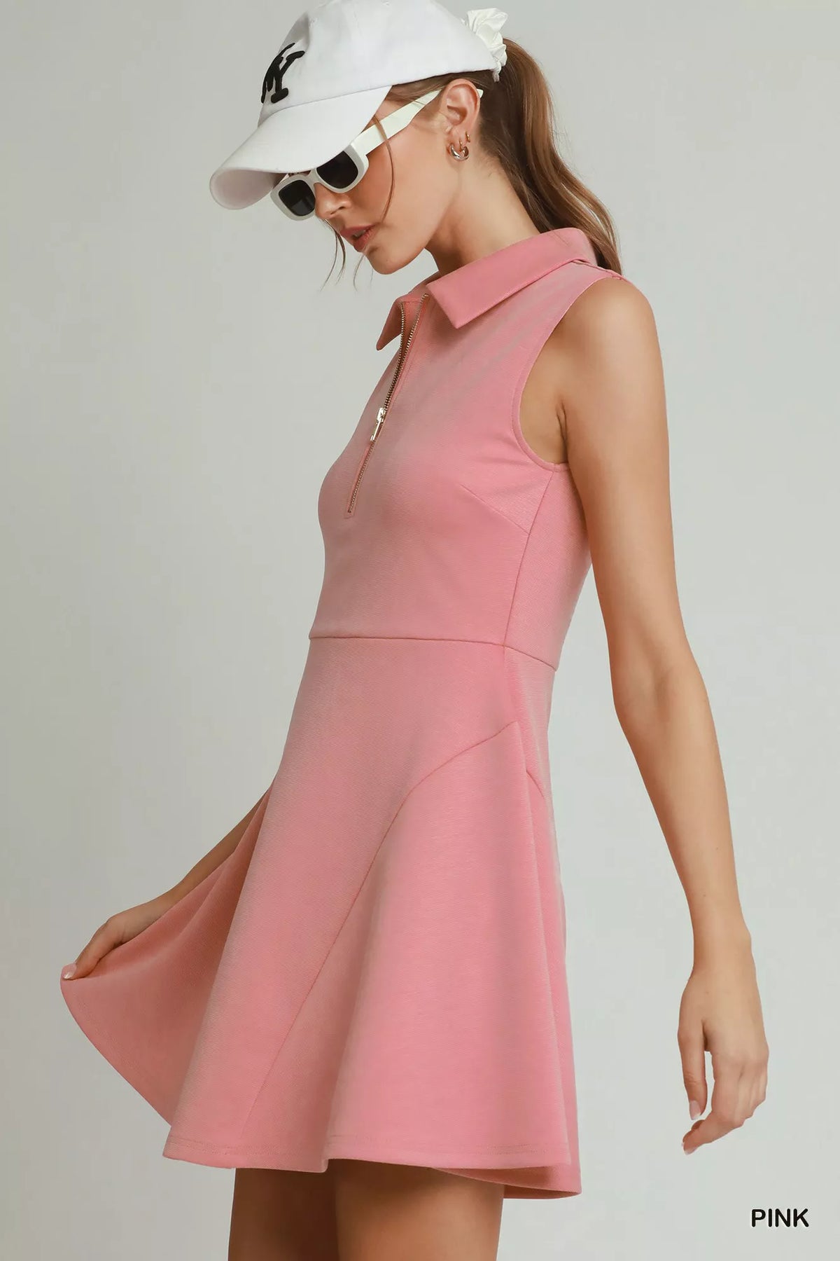 Match Point Quarter-Zip Dress in Pink