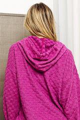 Checkerboard Court Brushed Hoodie in Magenta