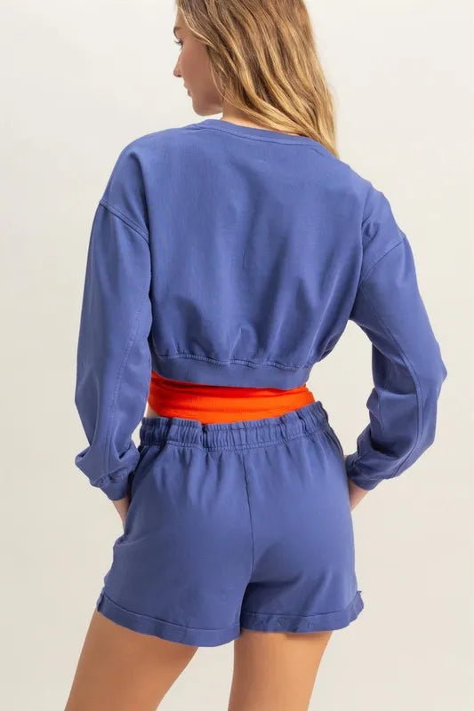 Warm-Up Crew Crop Sweatshirt in Dusty Indigo