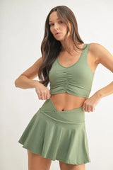 Scrunch Shot Ruched Active Tank in Moss