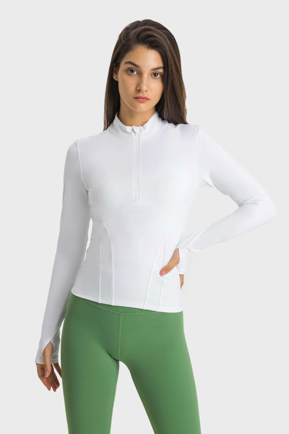 Half Zip Thumbhole Sleeve Sports Pickleball Top