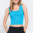 Pearl Point Square Neck Crop Tank Top in Aquablue