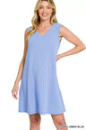 Volley Rib Sleeveless Mini Dress in Cornflower Blue