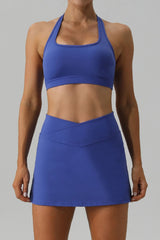 Pickleball Halter Neck Tank and Slit Skirt Active Pickleball Set