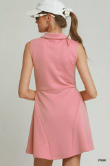 Match Point Quarter-Zip Dress in Pink