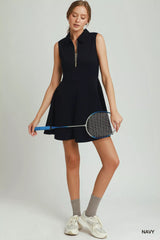 Match Point Quarter-Zip Dress in Navy