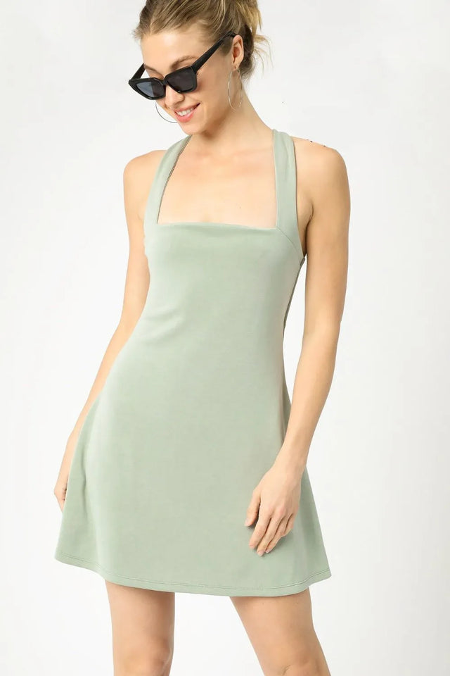 Third-Shot Crisscross Active Dress in Sage