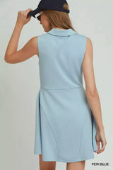 Match Point Quarter-Zip Dress in Peri Blue